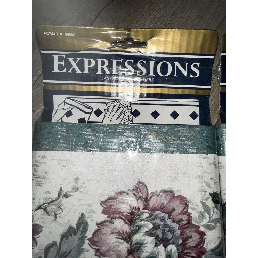 Vintage Qty 4 Expressions Wallpaper Border Floral Green Trim Pre-pasted Sealed‎